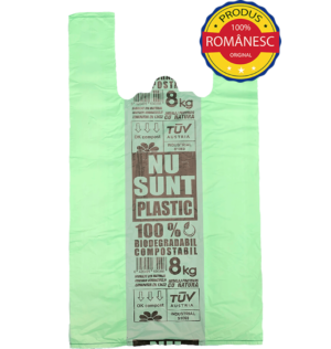 Sacoșe BIODEGRADABILE si Compostabile 8kg NU SUNT PLASTIC – 300×510 (1 bax = 800 bucăți)