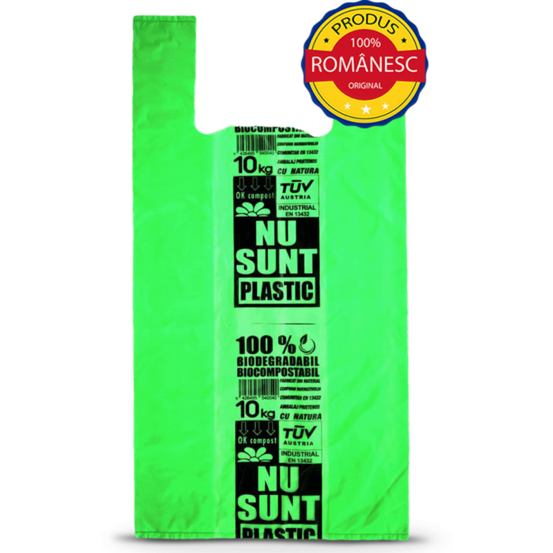 Sacoșe BIODEGRADABILE si Compostabile 10kg NU SUNT PLASTIC – 320×600 (1 bax = 600 bucăți)