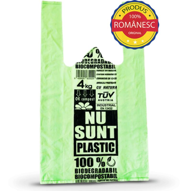Sacoșe BIODEGRADABILE si Compostabile 4kg 250x400 (1 bax = 1000 bucăți)