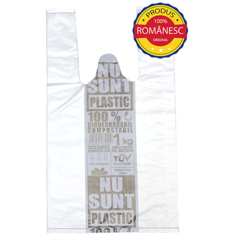 Sacoșe BIODEGRADABILE si Compostabile 1kg 220x350 (1 bax = 1000 bucăți)